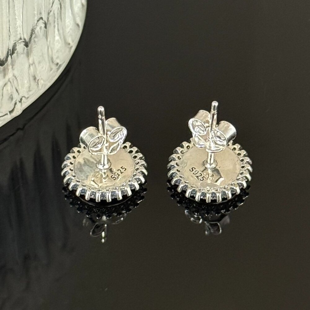 New Orleans Bling Earrings S925 Sterling Silver Handmade Ear Stud - Picture 4 of 4